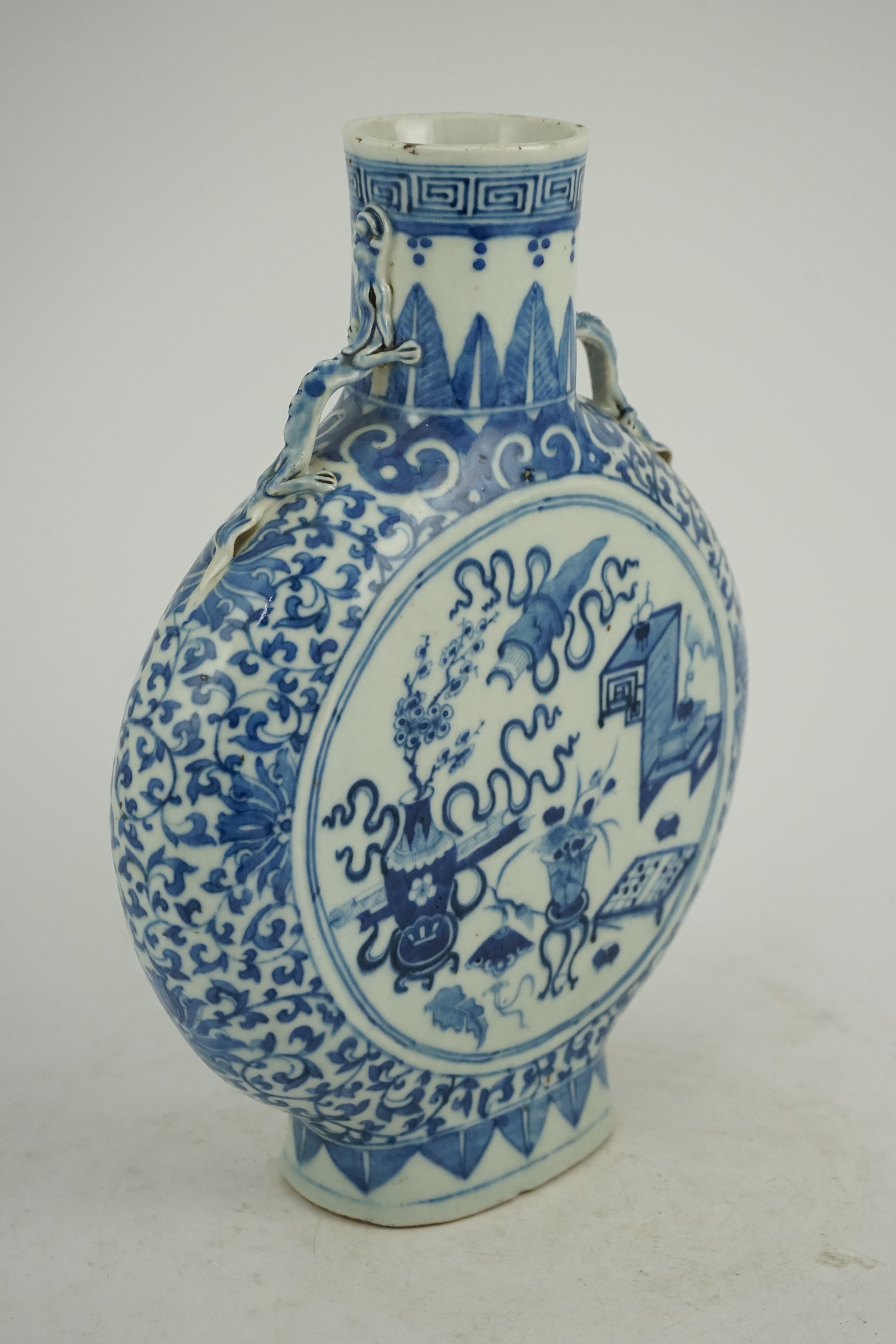 A large Chinese blue and white moonflask, bianhu, 19th century